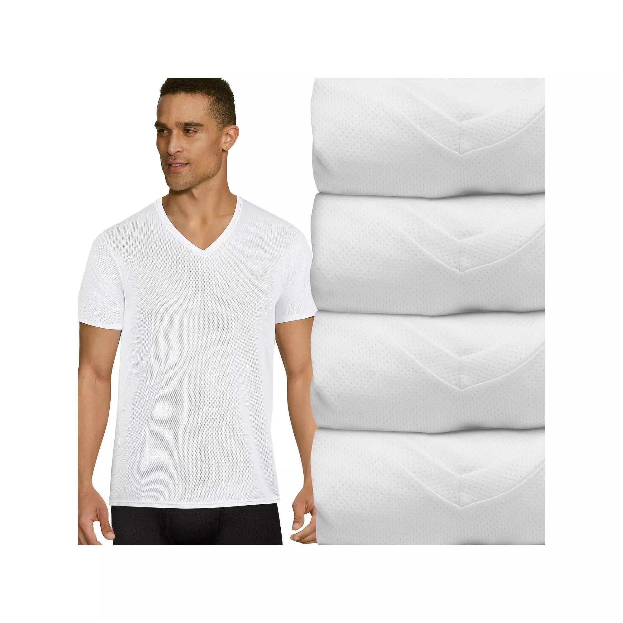 Hanes Ultimate Mens X-Temp V-Neck Undershirt 4-Pack White 2XL Product Image