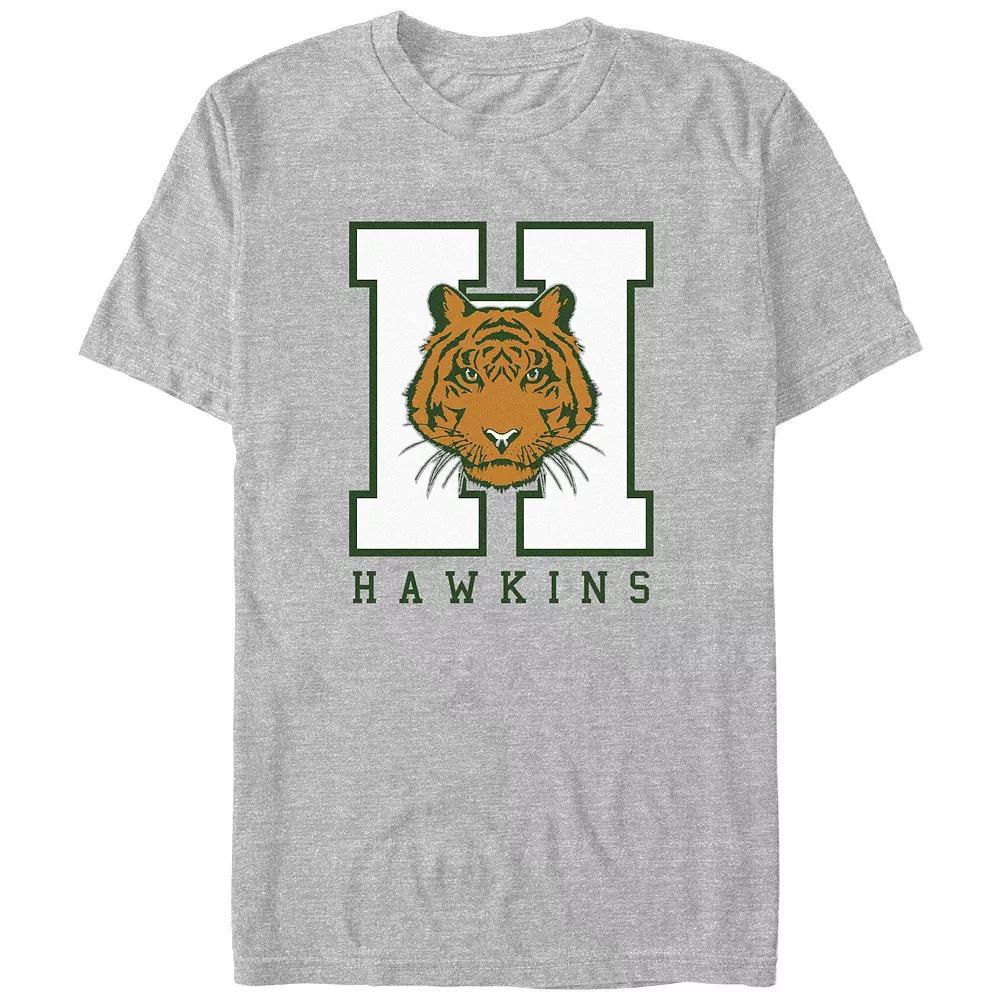 Big & Tall Stranger Things Hawkins Tiger Graphic Tee, Men's, Size: 4XL Tall, Athletic Grey Product Image