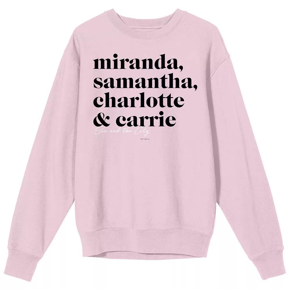 Women's Sex And The City Carrie & Friends Script Crewneck Graphic Sweatshirt, Girl's, Size: Medium, Pink Product Image