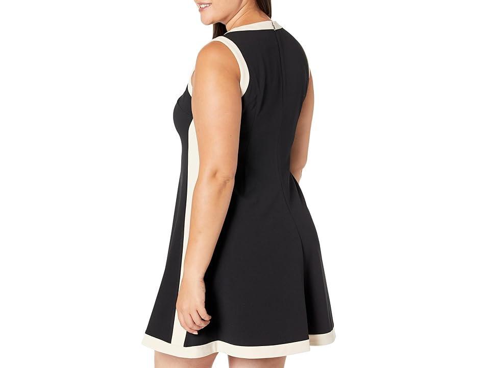 DKNY by Donna Karan Stretch Crew Neck Sleeveless Contrasting Trim Fit and Flare Dress Product Image