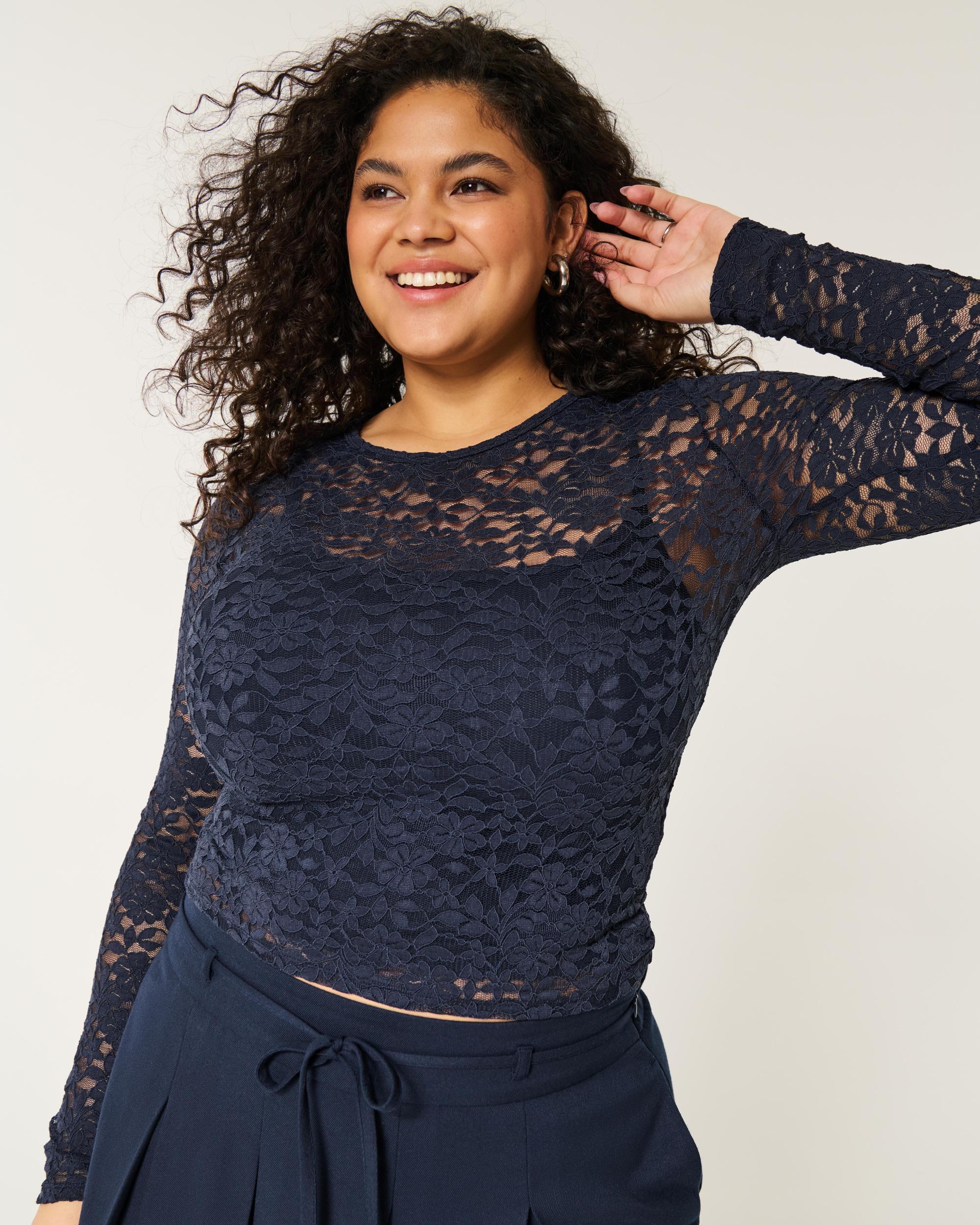 All-Over Lace Crew Top Product Image