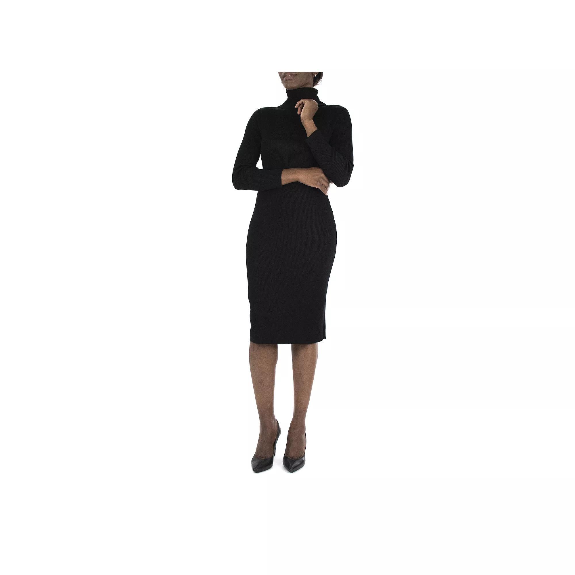 Women's Nina Leonard Midi Sheath Sweater Dress, Size: Medium, Black Product Image