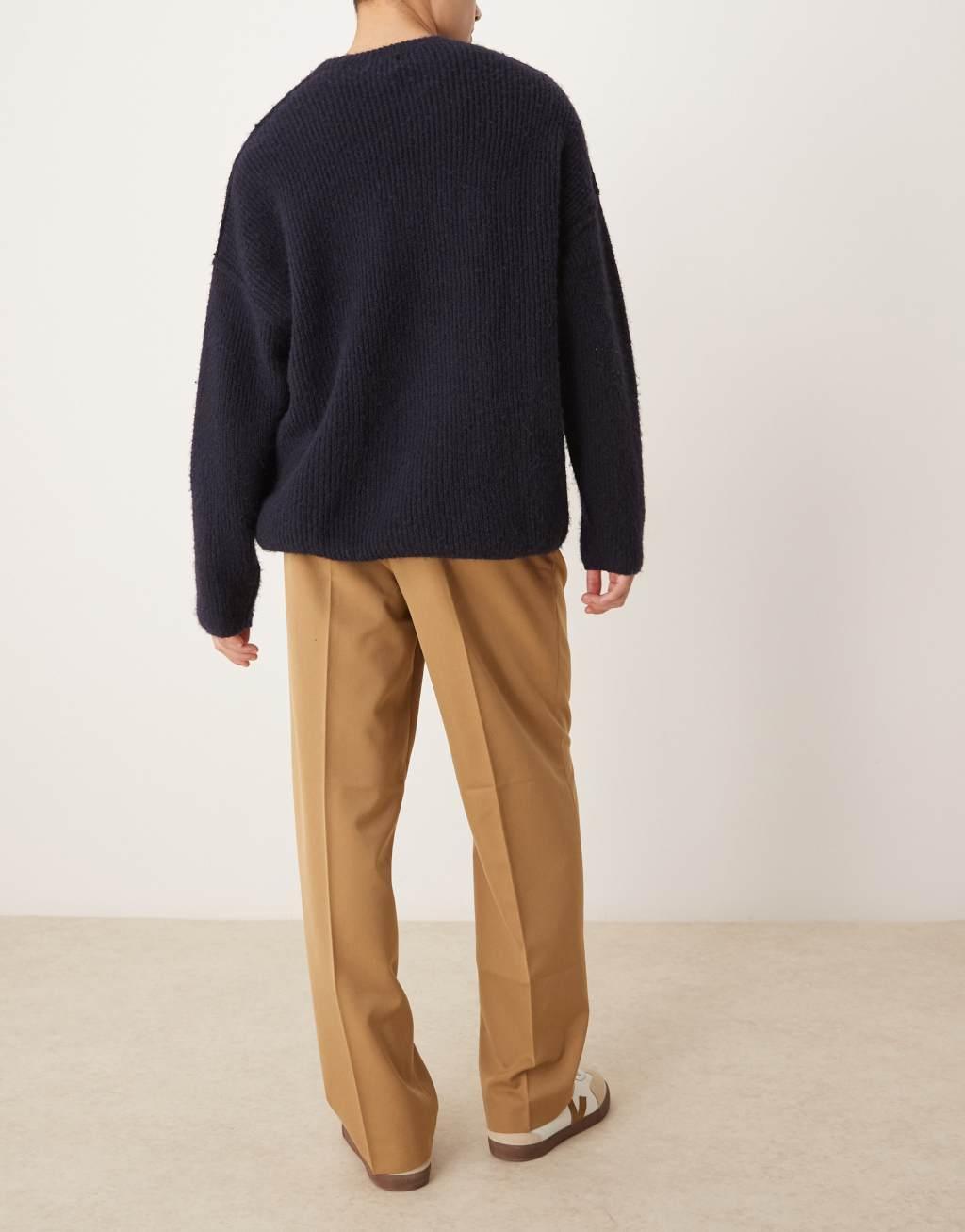 ASOS DESIGN smart wide leg pants with front pleat in dusty camel Product Image