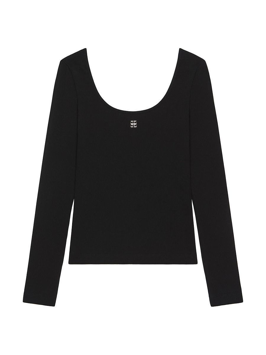 Womens Slim Fit Top in Cotton with 4G Liquid Detail Product Image