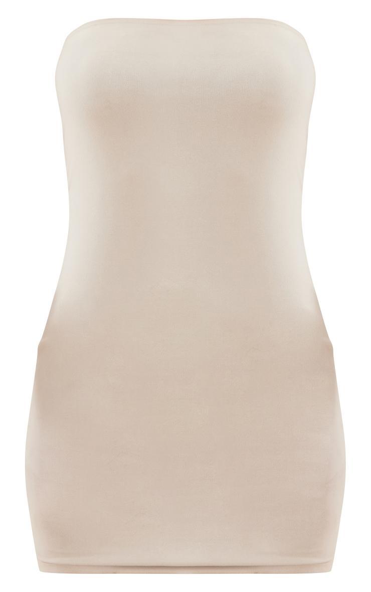 Stone Faux Suede Bandeau Bodycon Dress Product Image