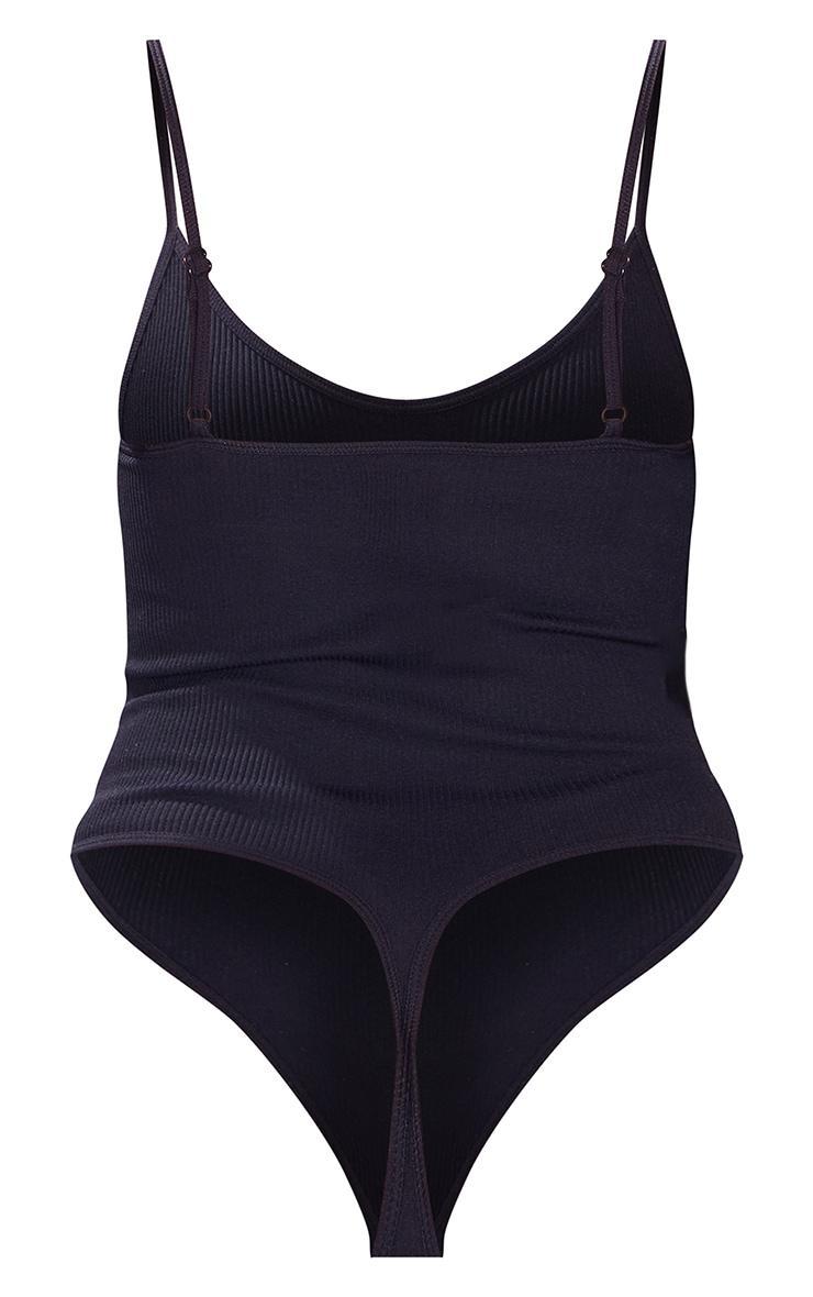 Black Snatched Rib Strappy Bodysuit Product Image