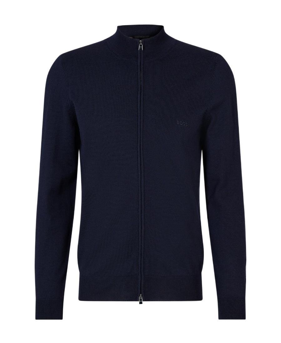 HUGO BOSS Zip-up Virgin-wool Sweater In Black Product Image