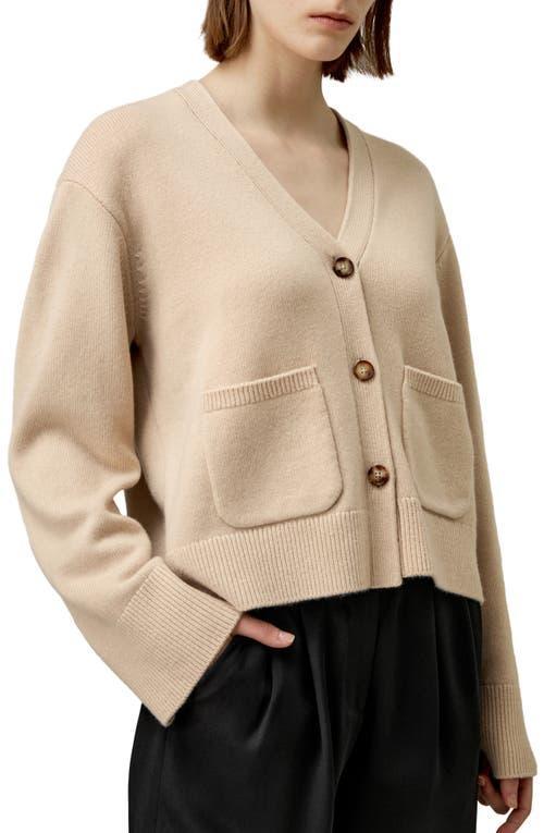 Lilysilk Cropped Wool-Cashmere Blend Cardigan Sweater for Women in Beige at Nordstrom, Size Small Product Image