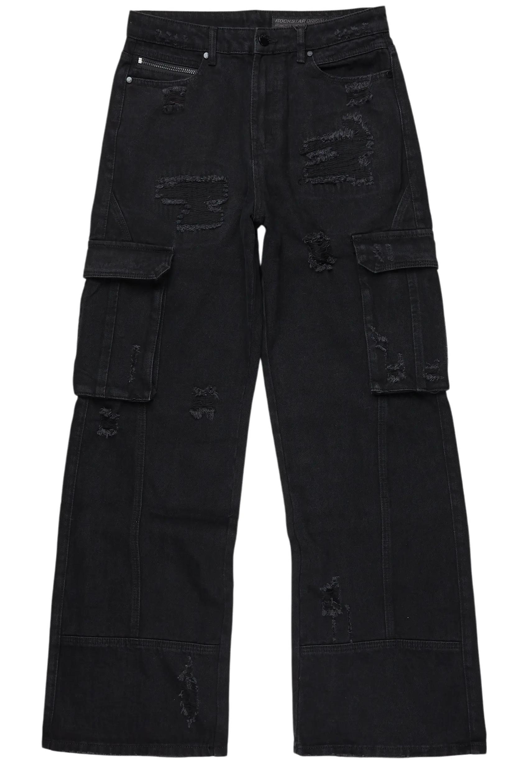 Nand Jet Black Baggy Cargo Jean Male Product Image