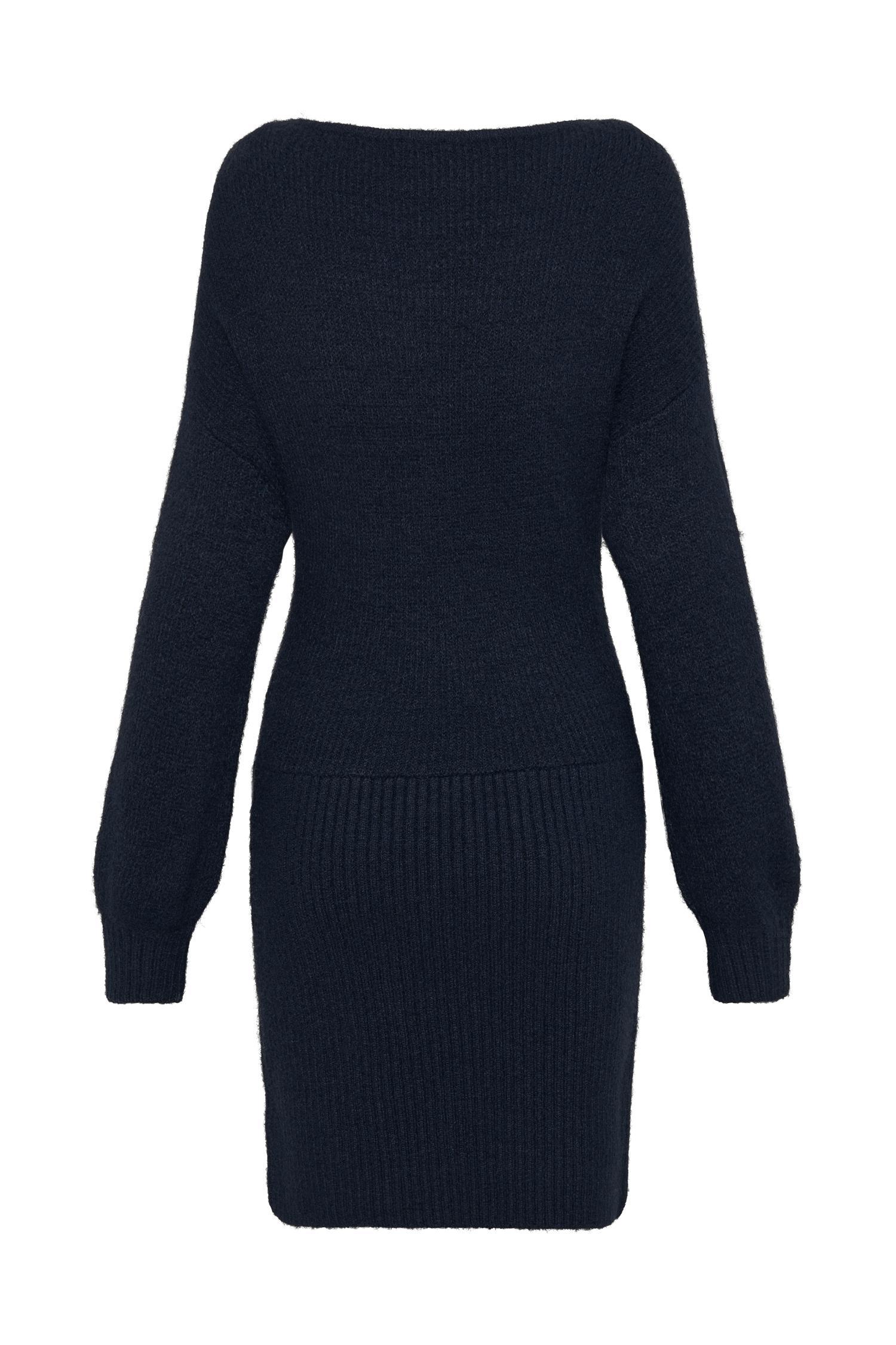 Rafferty Boat Neck Knit Mini Dress - Navy Product Image