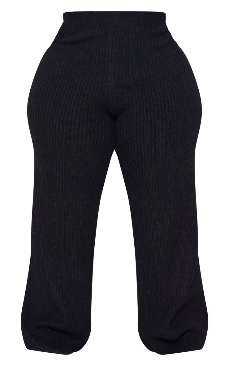 Plus Black Soft Rib Knit Pants Product Image