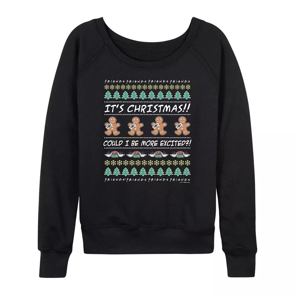 Women's Friends It's Christmas French Terry Long Sleeve Tee, Size: XL, Black Product Image