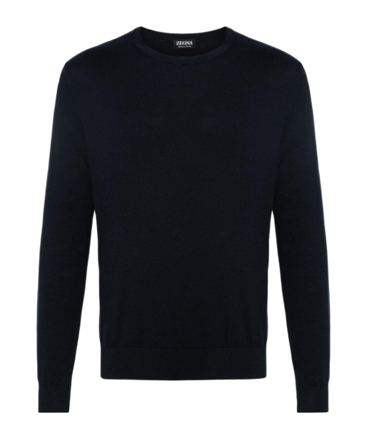 ZEGNA Crew-neck Cotton Jumper In Black Product Image