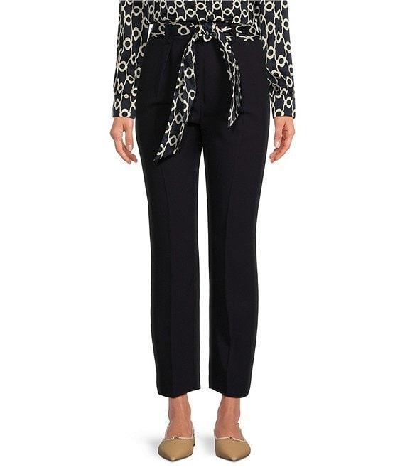 Tara Jarmon Paga Woven Crepe Slim Fit Cropped Removable Scarf Belt Pant Product Image