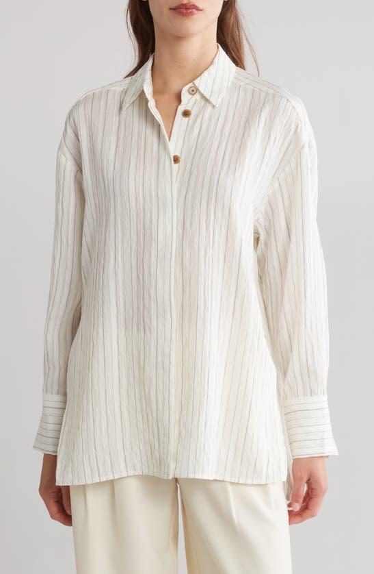 REBECCA TAYLOR Rumpled Stripe Shirt In White Product Image