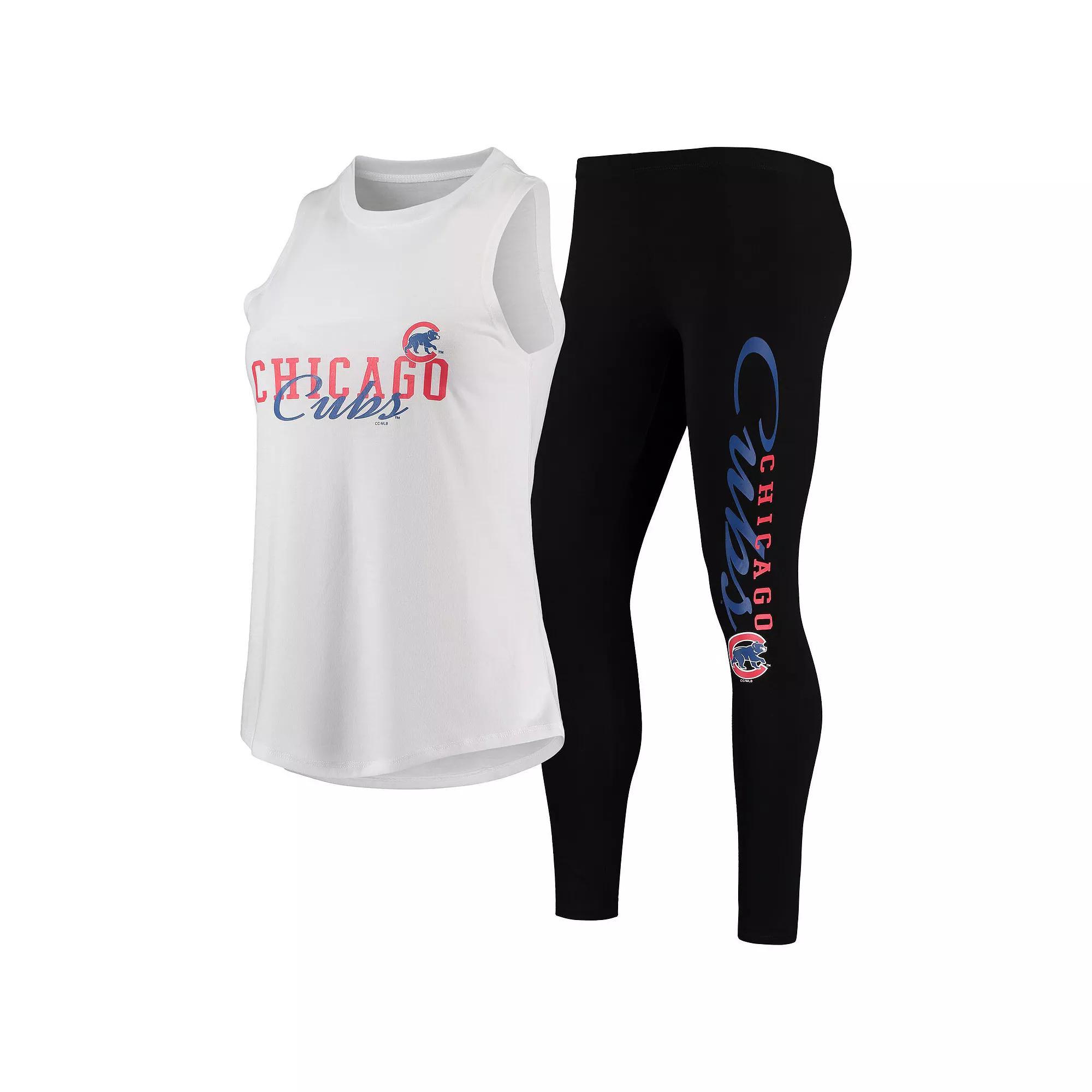 Womens Concepts Sport /Black Chicago Cubs Sonata Tank Top & Leggings Pajama Set Product Image