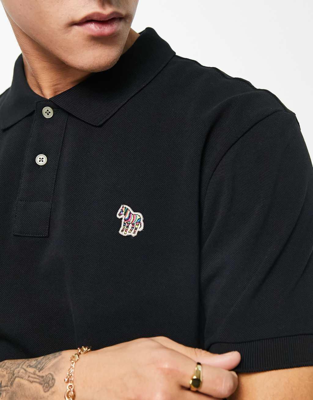 PS Paul Smith regular fit logo short sleeve polo in black Product Image