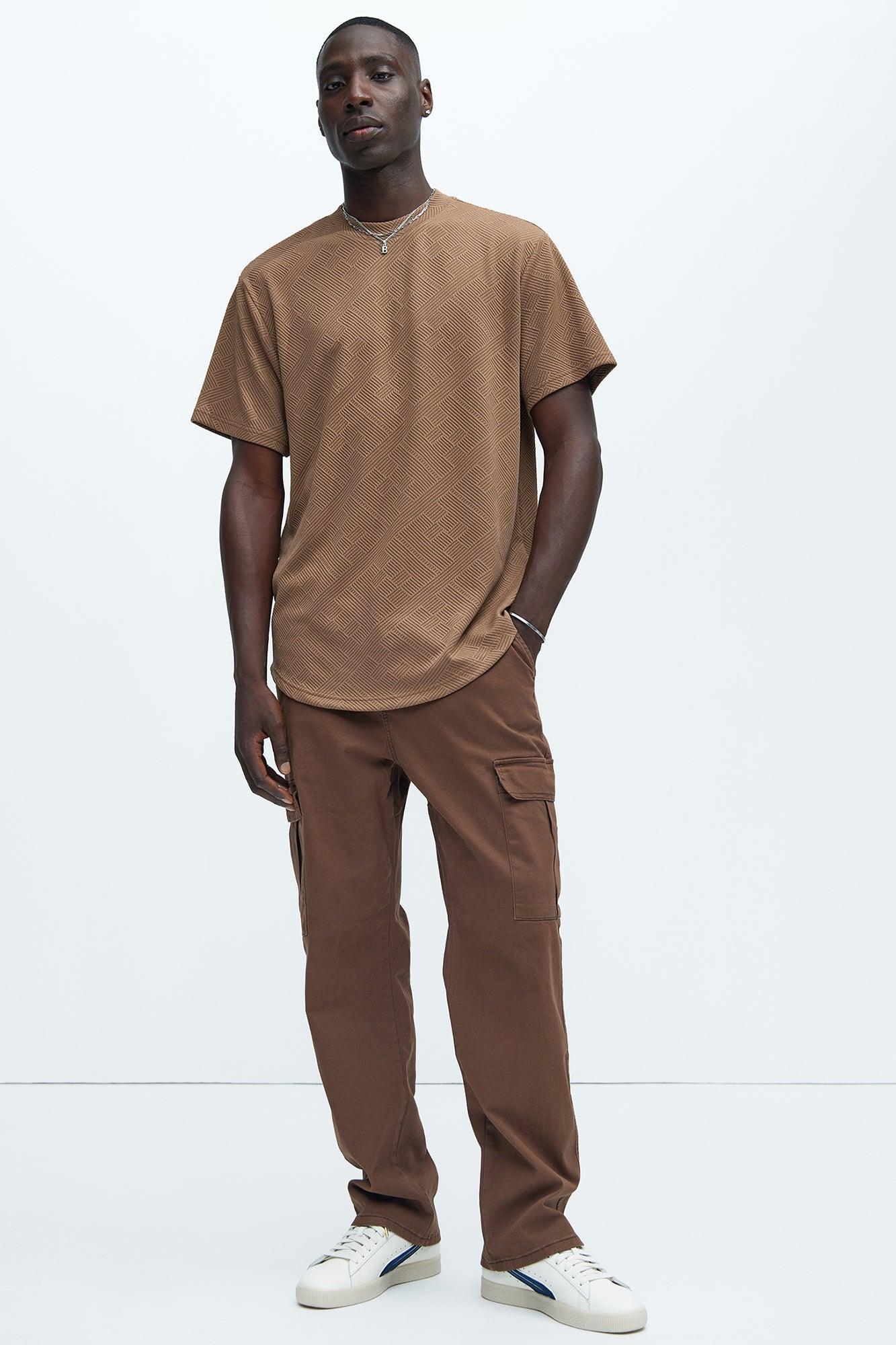 Easton Geo Textured Scallop Short Sleeve Tee - Brown Product Image