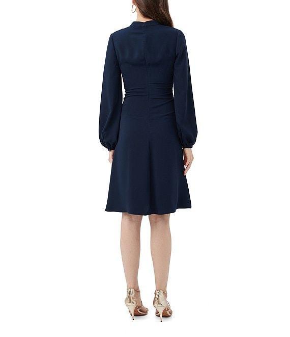 Trina Turk Lora Georgette Split V-Neck Long Blouson Sleeve Ruched Dress Product Image