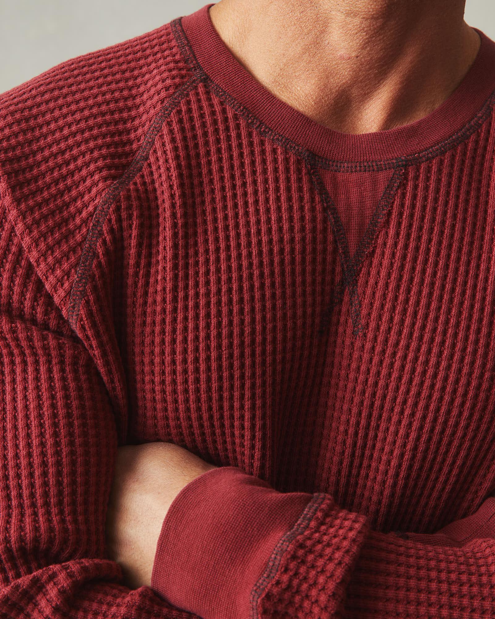 Men's Waffle Crew Long Sleeve Tee - Oxblood Male Product Image