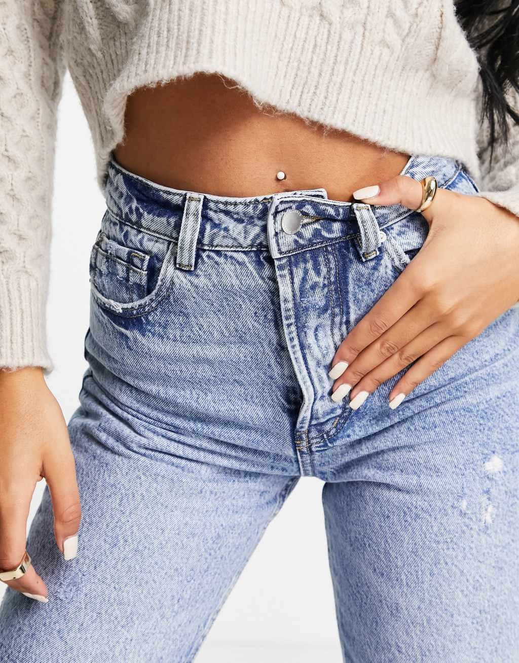 Stradivarius Tall mom fit vintage jeans in light wash  Product Image