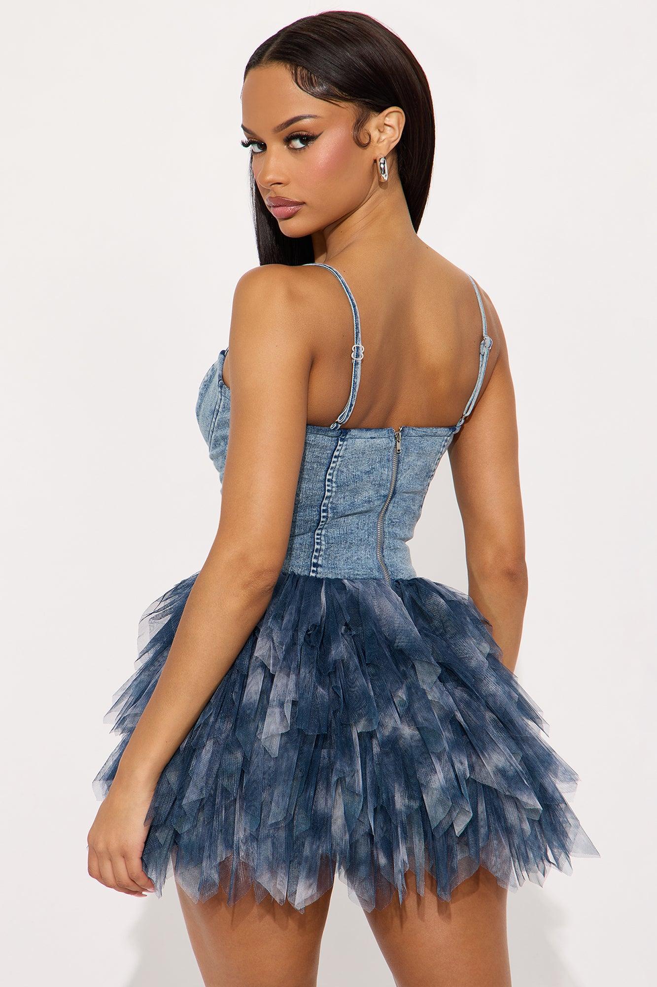 Life In Denim Micro Mini Dress - Denim Female Product Image
