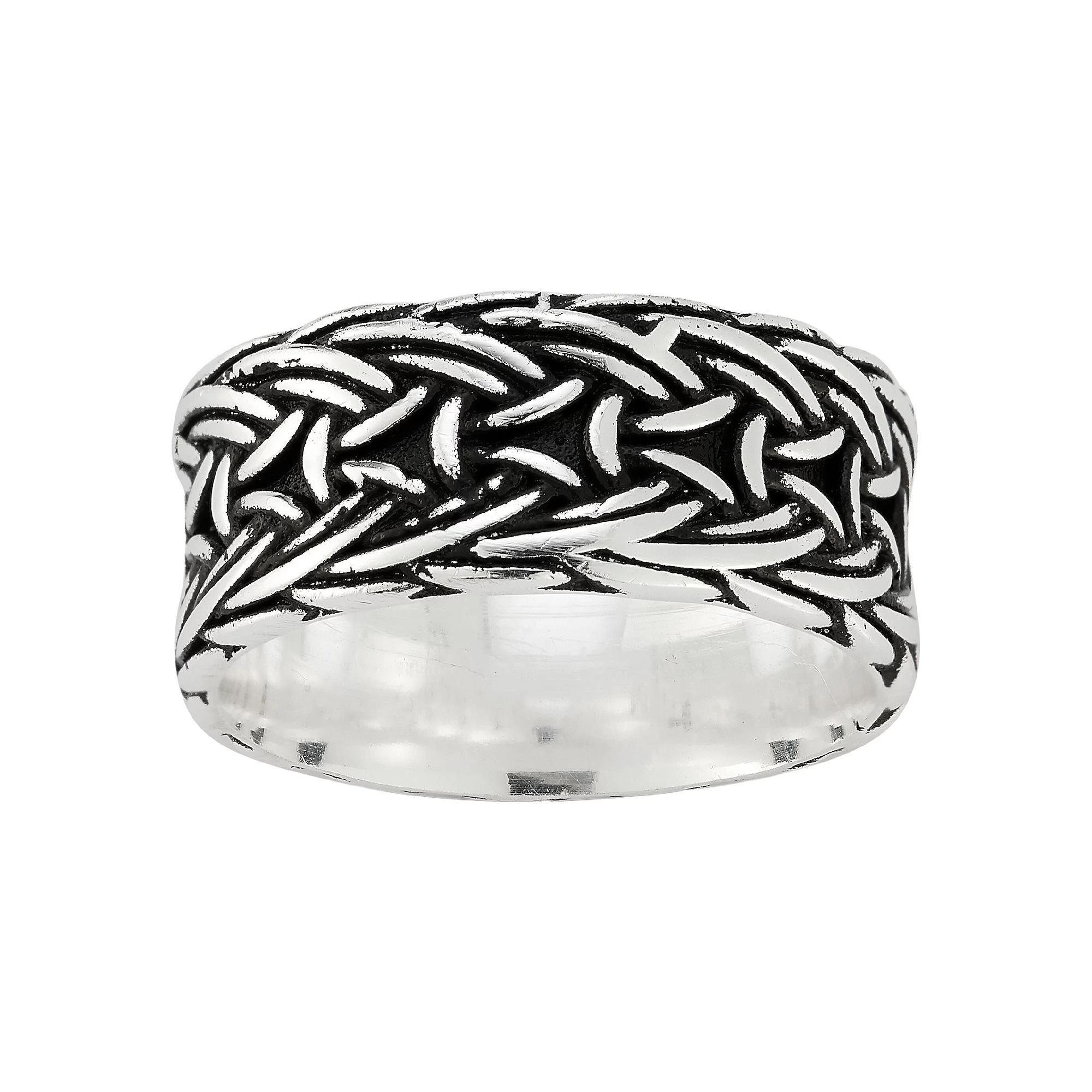 Menster Sterling Silver Oxidized Textured Band Ring, Men's, Size: 12 Product Image