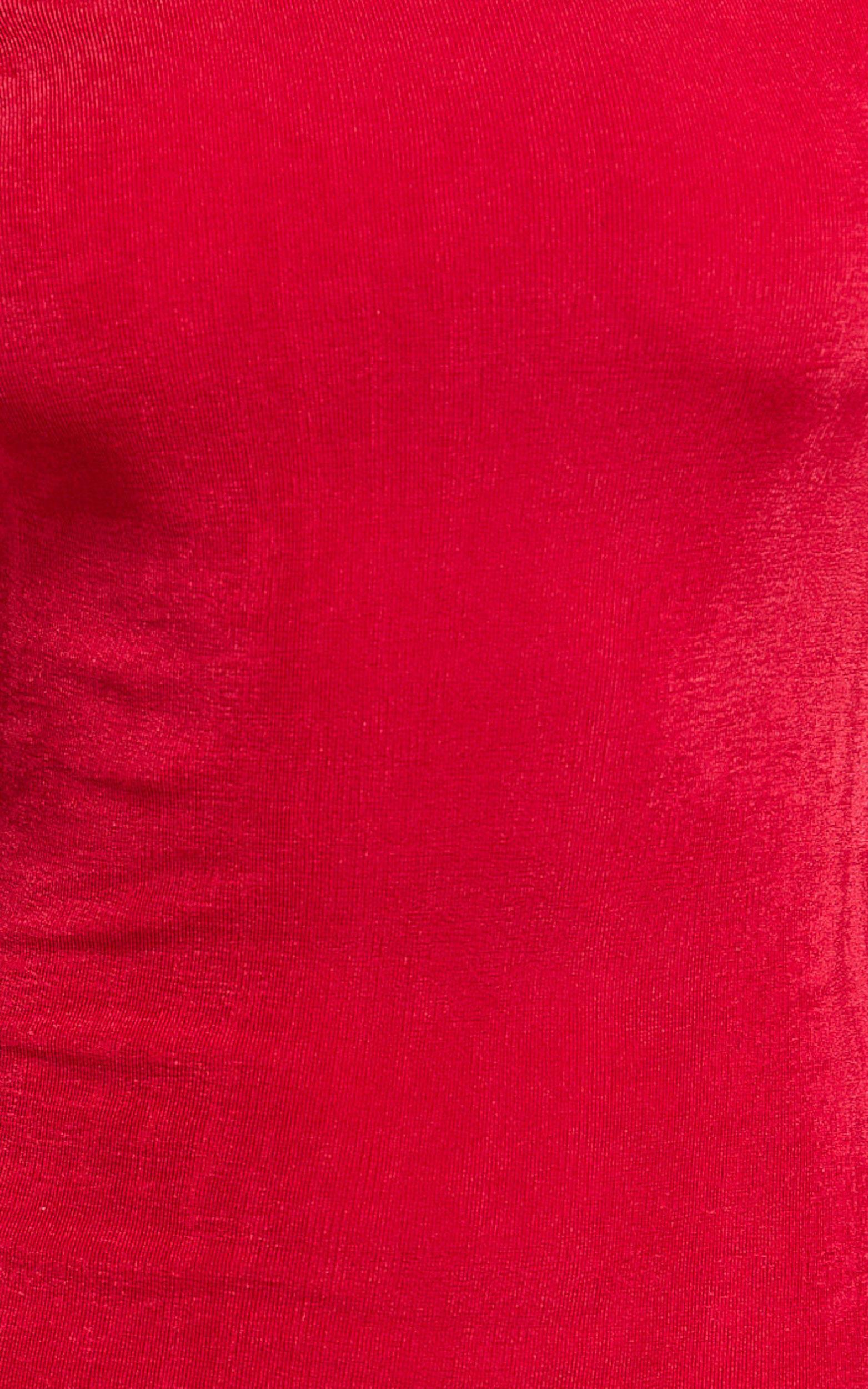 Isabel Midi Dress - Twist Off Shoulder Bodycon Dress in Red Product Image
