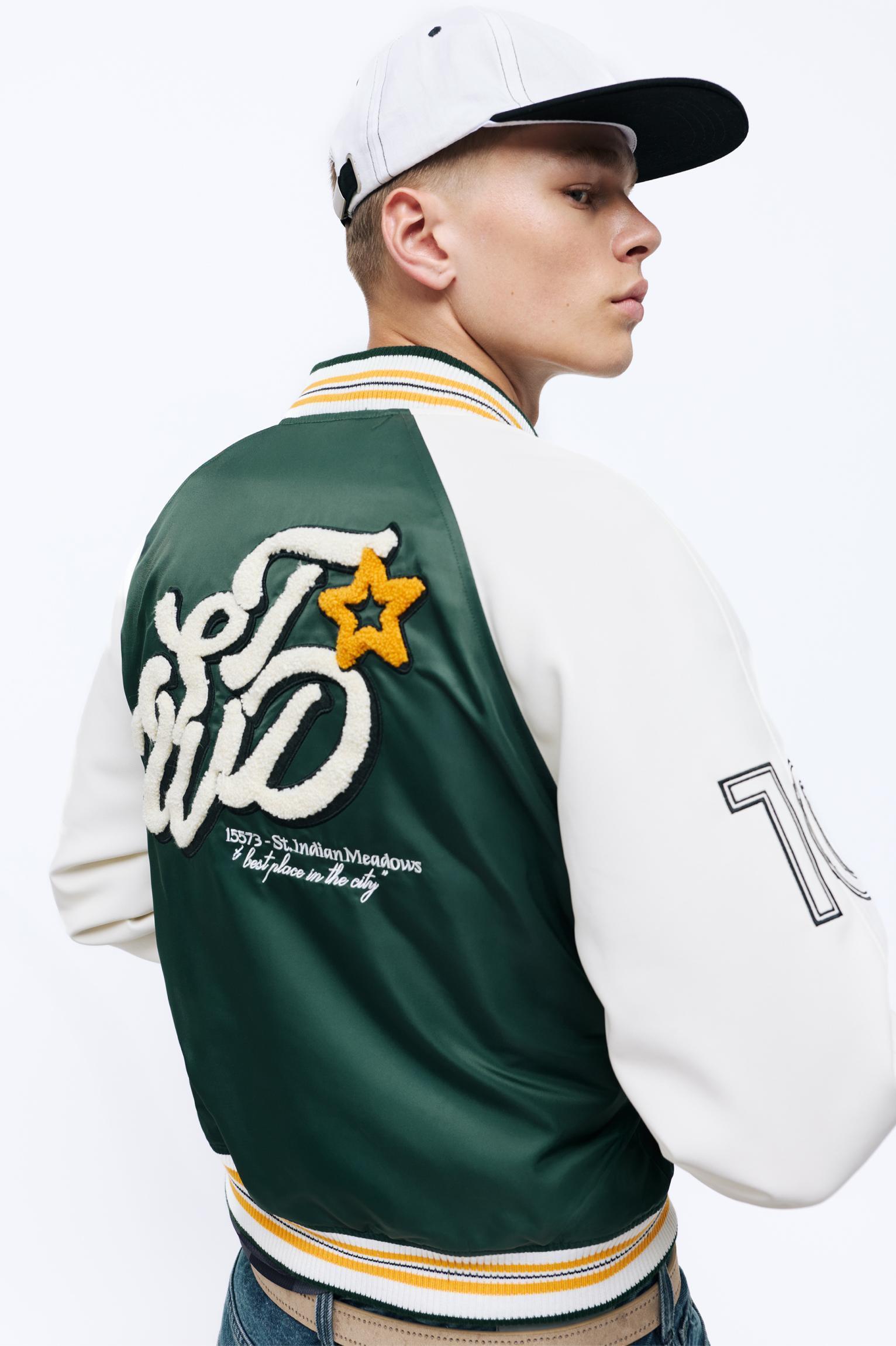 Embroidered varsity bomber jacket Product Image
