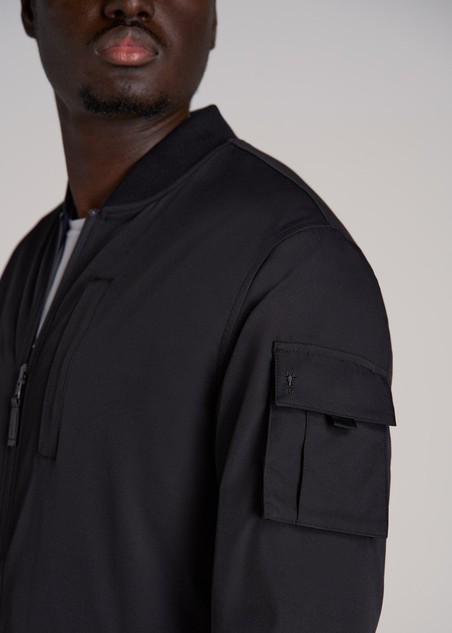 Reversible Men's Tall Bomber Jacket in Black and Navy Product Image