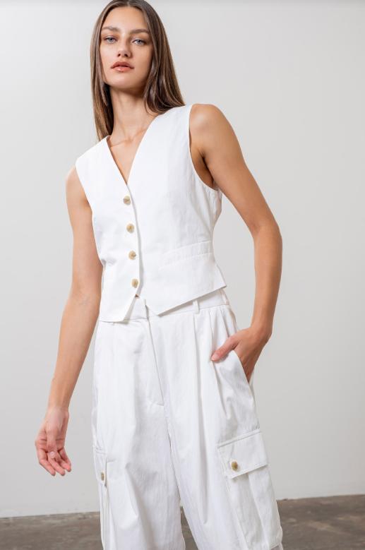 FINAL SALE Bianca Cargo Pants | White Product Image