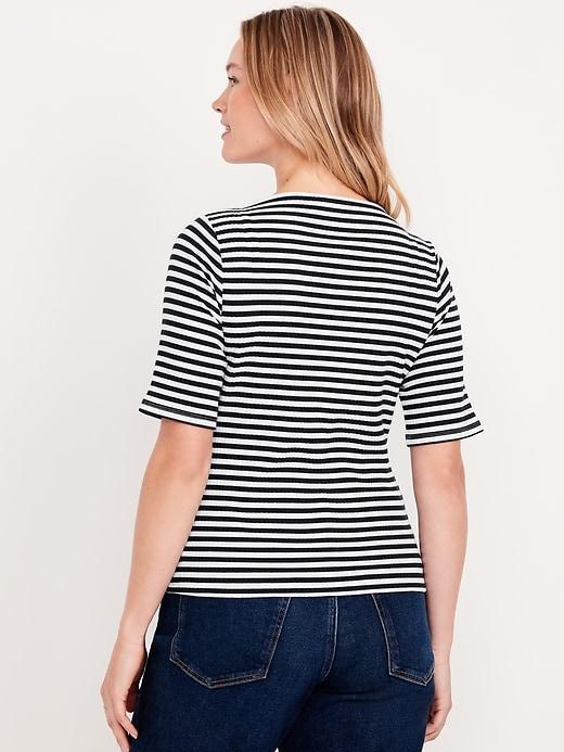 Ribbed Boat-Neck T-Shirt Product Image