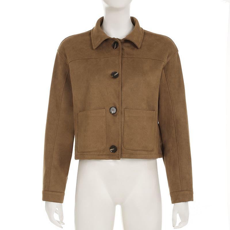 Faux Suede Button-Up Jacket Product Image