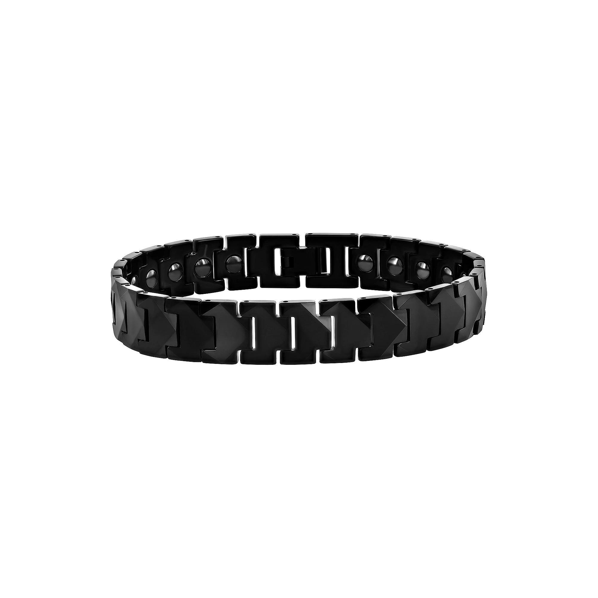 Men's Metallo Tung Black Plated Puzzle Magnetic Link Bracelet, Size: 8.5", Black Tungsten Product Image