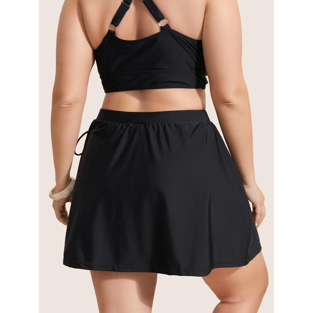 Plus Size High Rise Tie Knot Side Pocket Swim Bottom Women's Swimwear Indigo Beach Tie knot High stretch Bodycon High Rise Slanted pocket Curve Swim Bottoms BloomChic 10/M Product Image