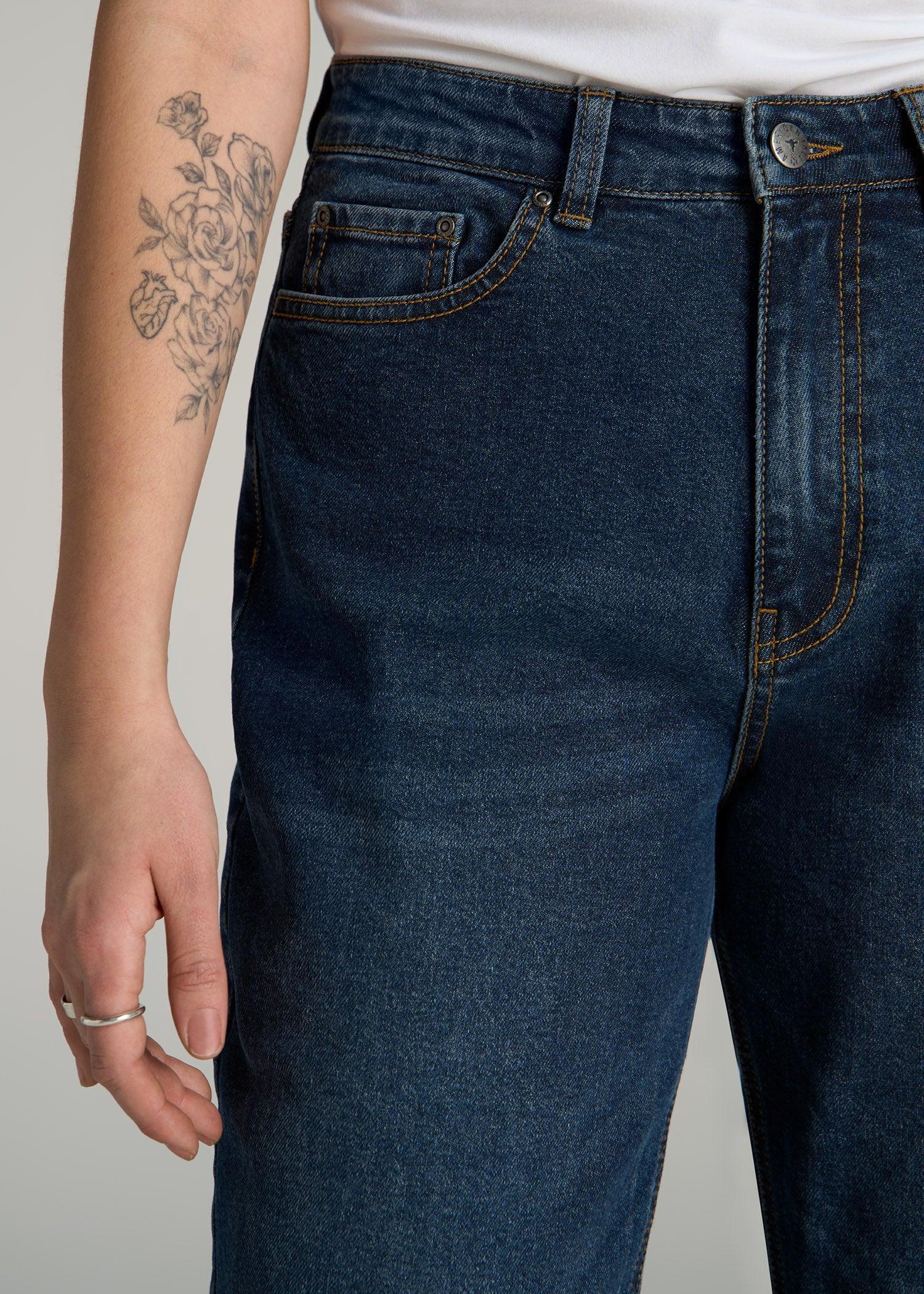 Emma High Rise Relaxed Tapered Tall Women's Jeans in Faded Dark Indigo Product Image