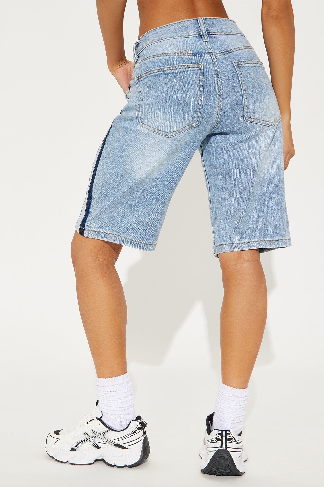 Right Now Two Tone Denim Jort - Light Wash Product Image