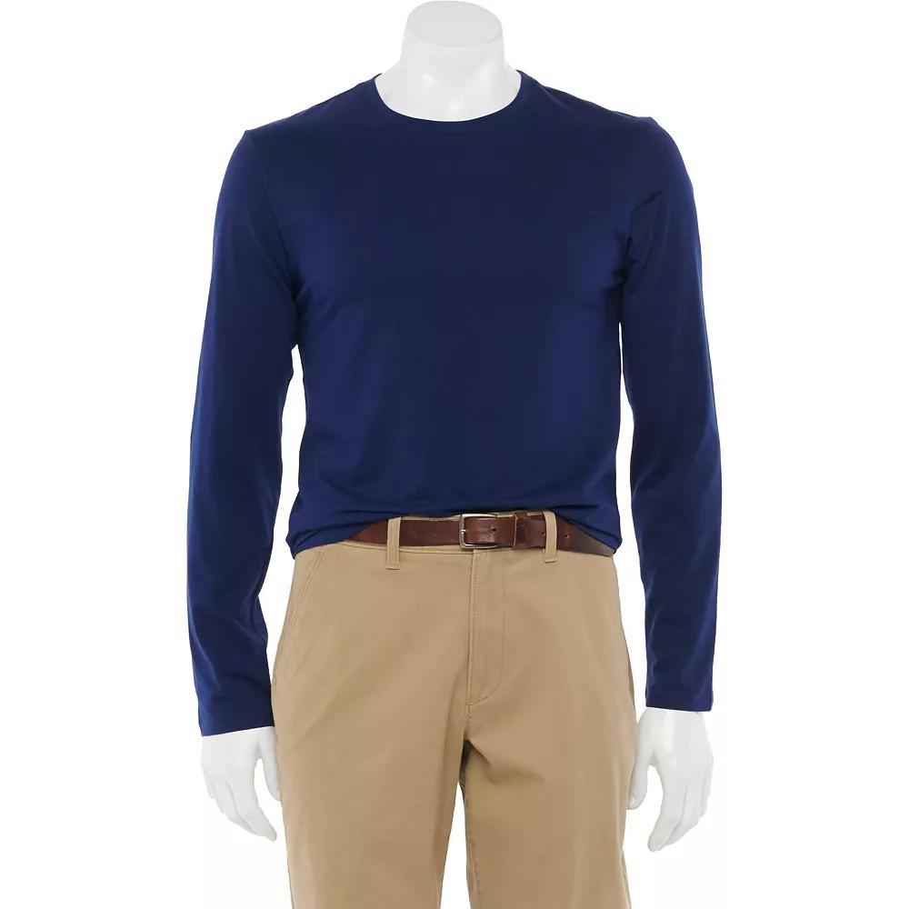 Men's Apt. 9® Premier Flex Long Sleeve Crewneck Tee, Size: Medium, Modern White Product Image