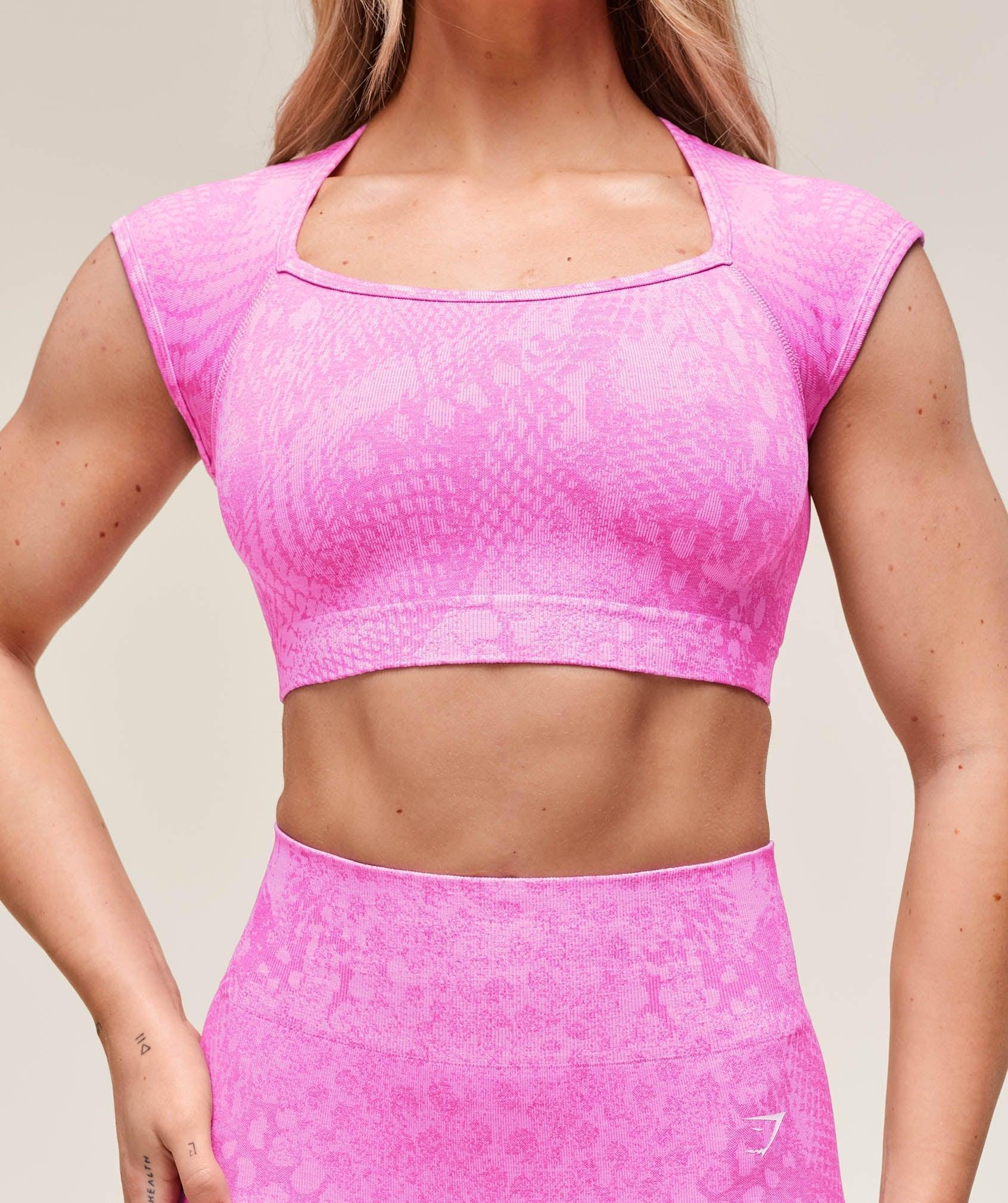 Gymshark Adapt X Whitney Animal Seamless Crop Top - Sour Pink/Vibrant Pink Female Product Image
