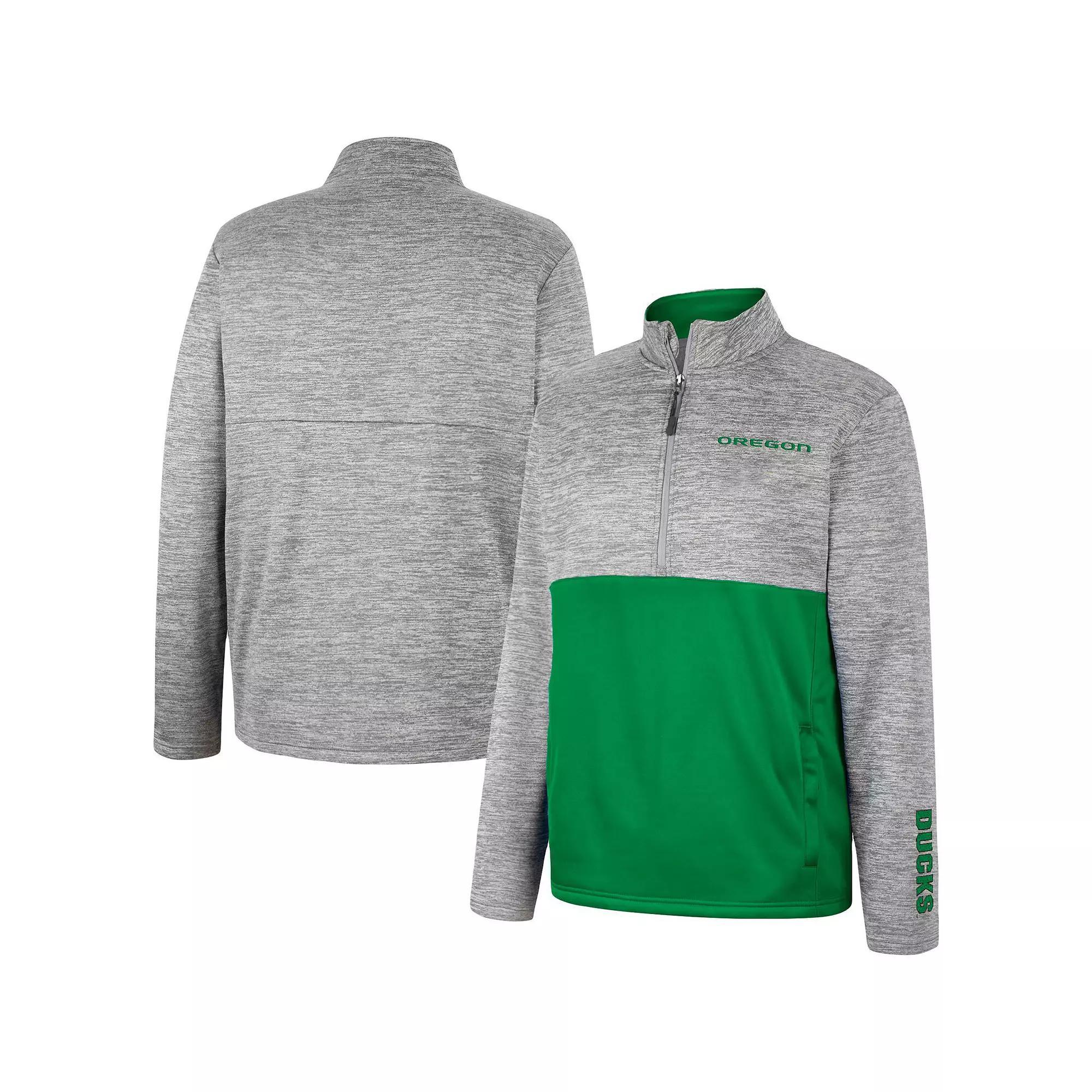 Men's Colosseum Heather Gray Oregon Ducks John Half-Zip Jacket, Size: Medium, Grey Product Image
