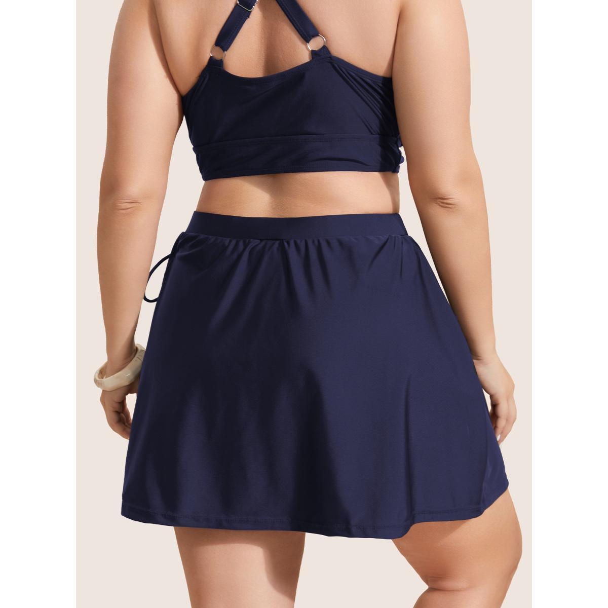 Plus Size High Rise Tie Knot Side Pocket Swim Bottom Women's Swimwear Indigo Beach Tie knot High stretch Bodycon High Rise Slanted pocket Curve Swim Bottoms BloomChic 30/6X Product Image