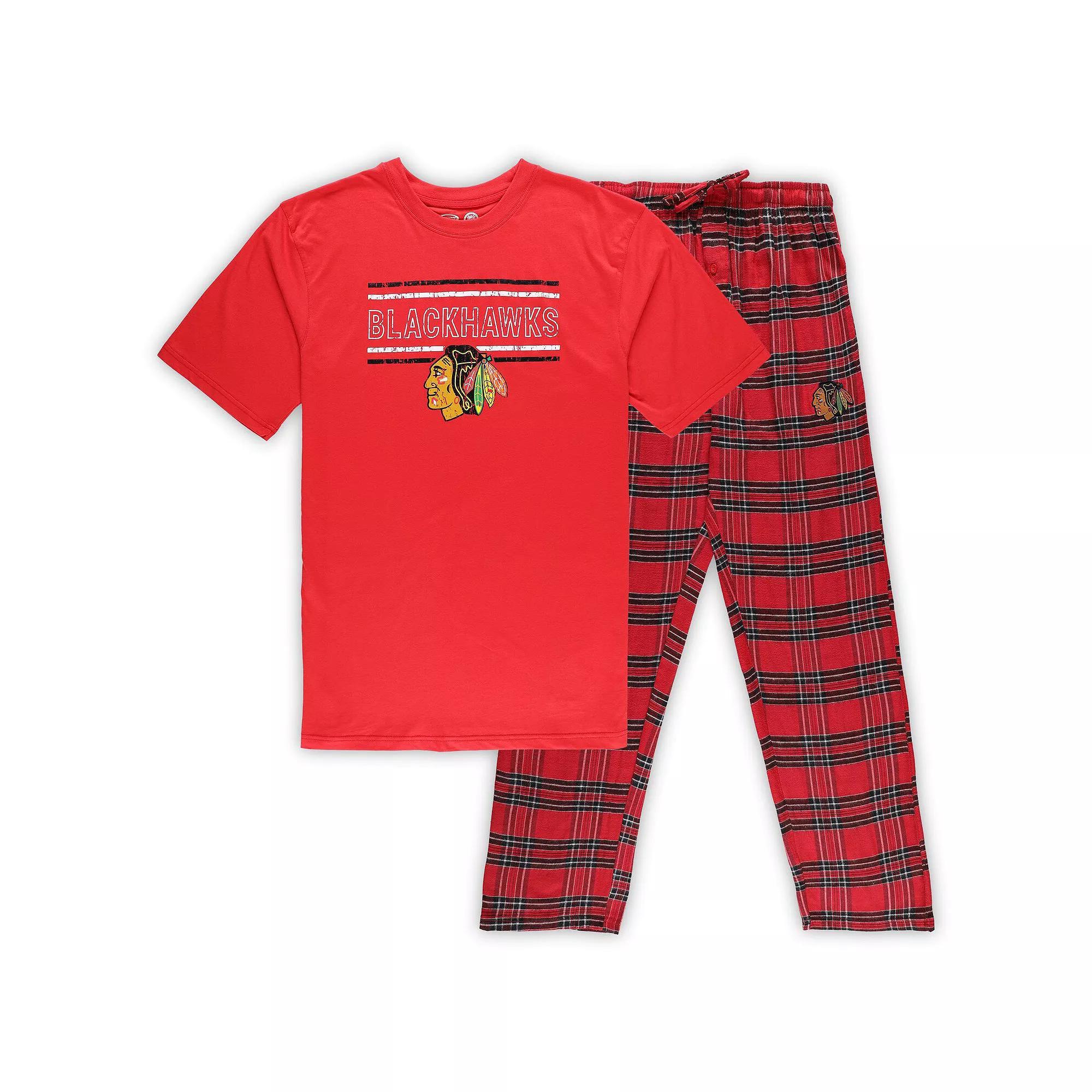 Men's Red Chicago Blackhawks Big & Tall T-Shirt & Pajama Pants Sleep Set, Size: 4XB Product Image