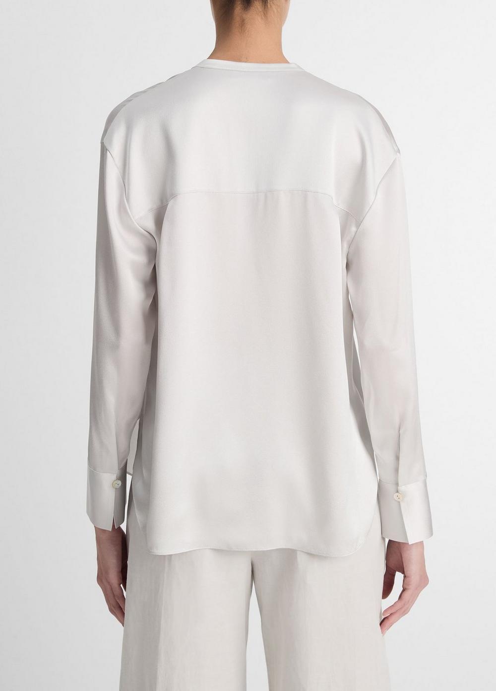 Womens Silk Band-Collar Blouse, Salt Glass, Size XXS Vince Product Image