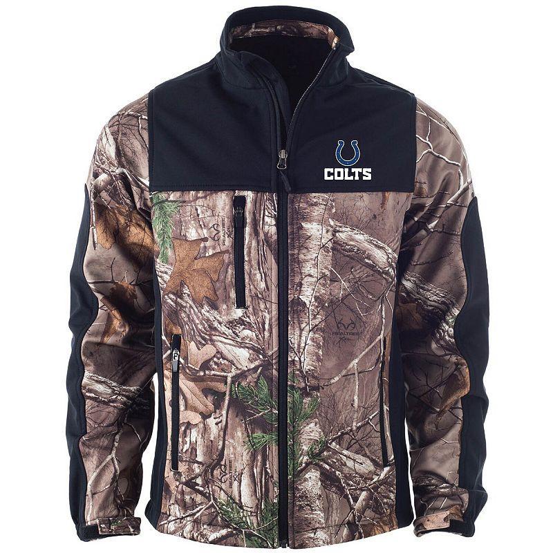 Men's Dunbrooke Realtree Camo/Black Indianapolis Colts Circle Hunter Softshell Full-Zip Jacket, Size: Small, Green Product Image