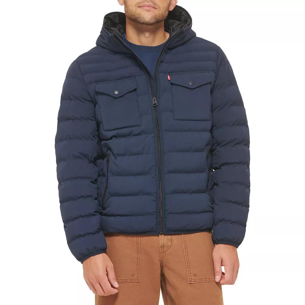 Men's Levi's® Stretch Two Pocket Quilted Hooded Jacket, Size: XL, Blue Product Image