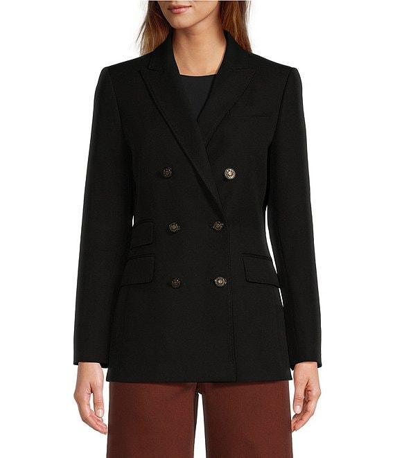 Antonio Melani Coordinating Riviera Ponte Twill Notch Lapel Long Sleeve Button Front Long Line Blazer Product Image