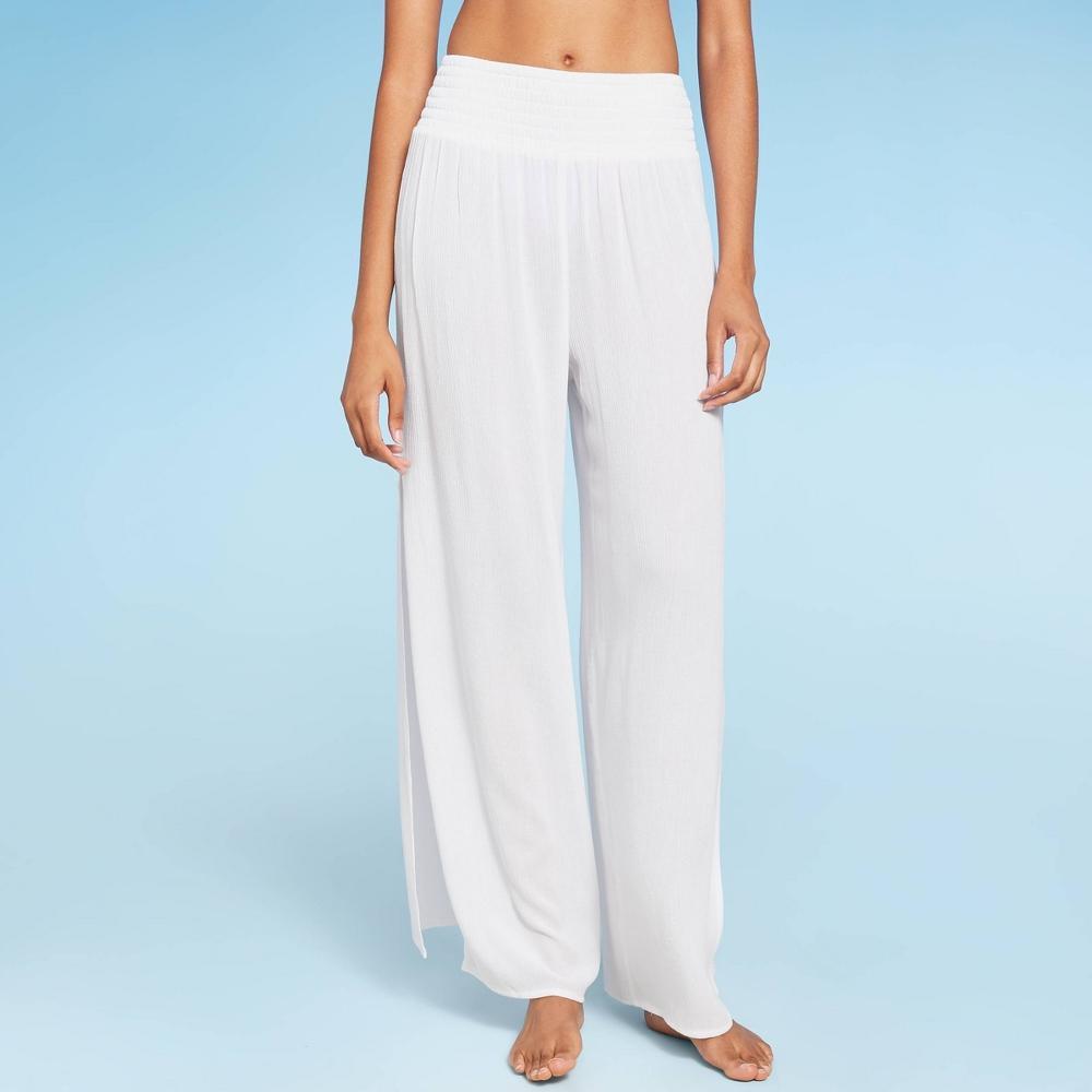 Women's Smocked Waist Side Slit Cover Up Pants - Shade & Shore™ Product Image