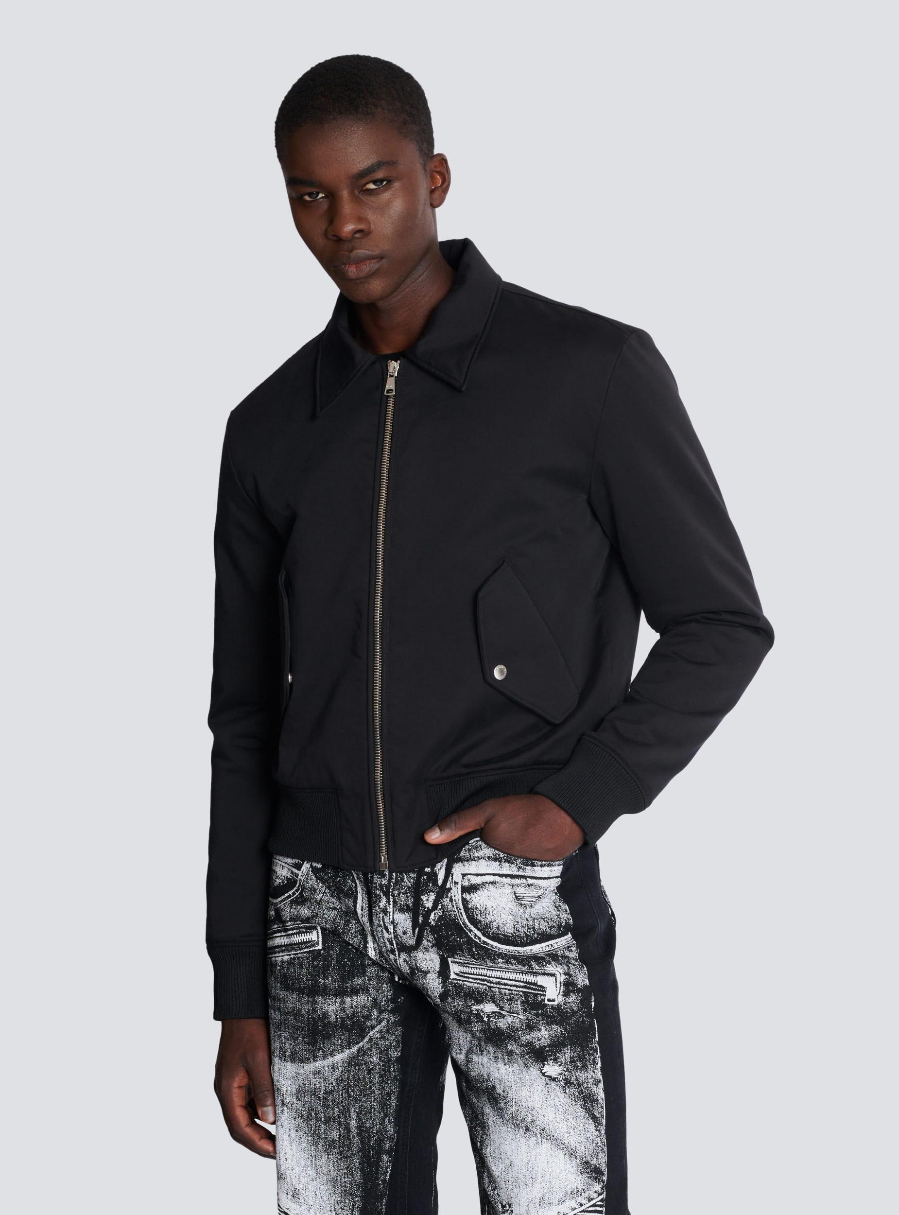 Cotton bomber jacket with vintage Balmain logo Product Image