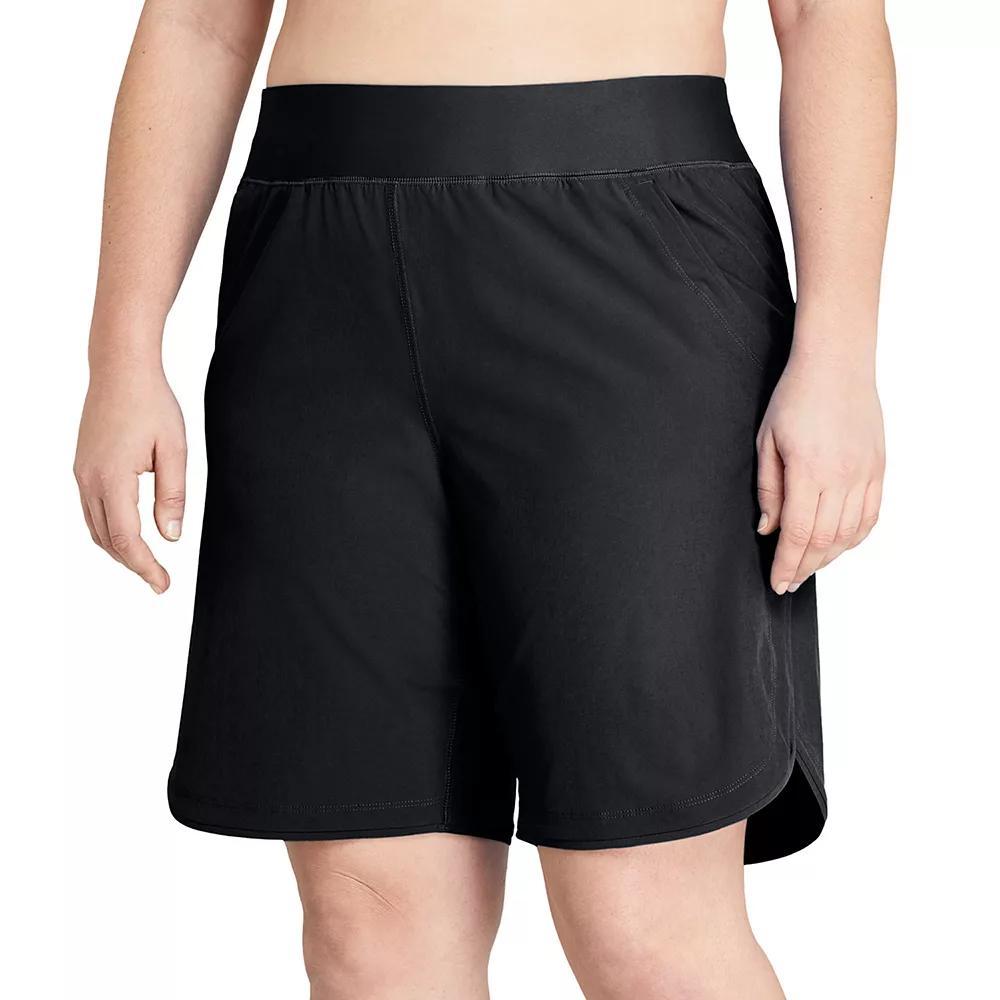 Women's Lands' End 9" Quick Dry Board Shorts Swim Cover-up, Size: 18, Black Product Image