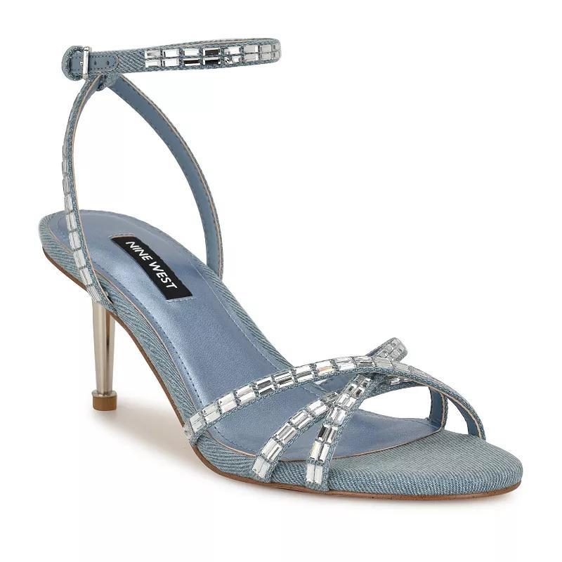 Nine West Amseta Women's Embellished Heeled Dress Sandals, Size: 8, Light Blue Blue Product Image